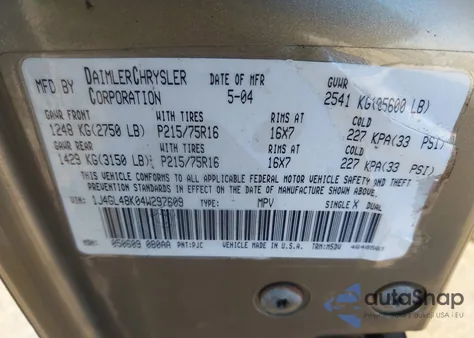 2004 Jeep Liberty Sport z USA, uszkodzony, nr VIN 1J4GL48K04W297609